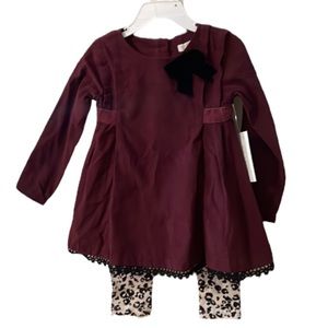 Rachel Zoe Kids Burgundy Corduroy Dress with Leggings and Headband Set Size 24M